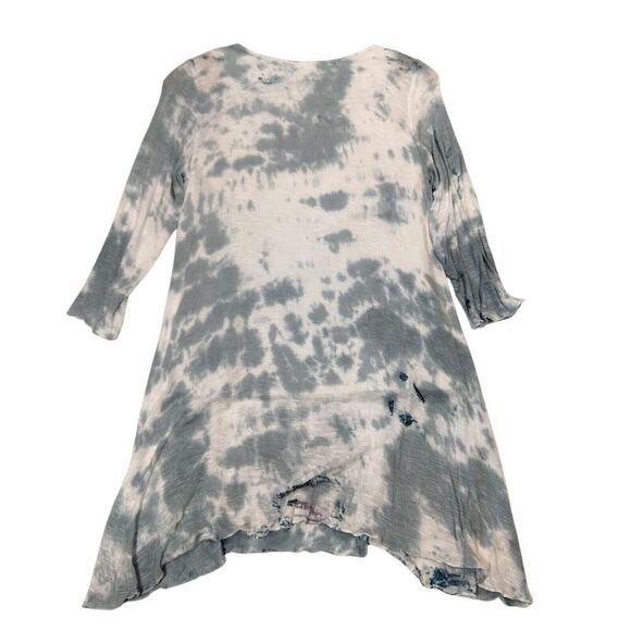 Miracle Body by Miraclesuit Tie Dye Map Print Tunic Top Size S Slimming Blue - Picture 4 of 4